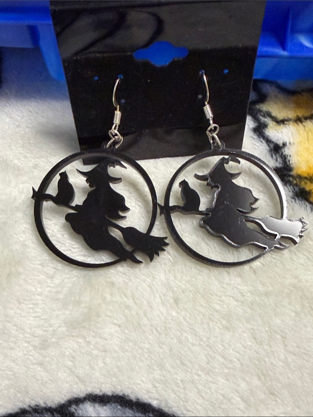Source Unknown Black Witch Silhouette Hoop Earrings